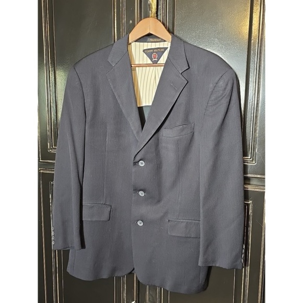 Tommy Hilfiger 42r Blue Pin Stip Jacket‎ Suit Blazer